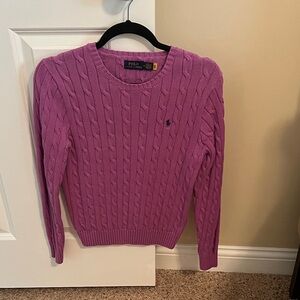 Polo by Ralph Lauren Women's Vibrant Purple Cable Knit 100% Cotton Sweater SizeM